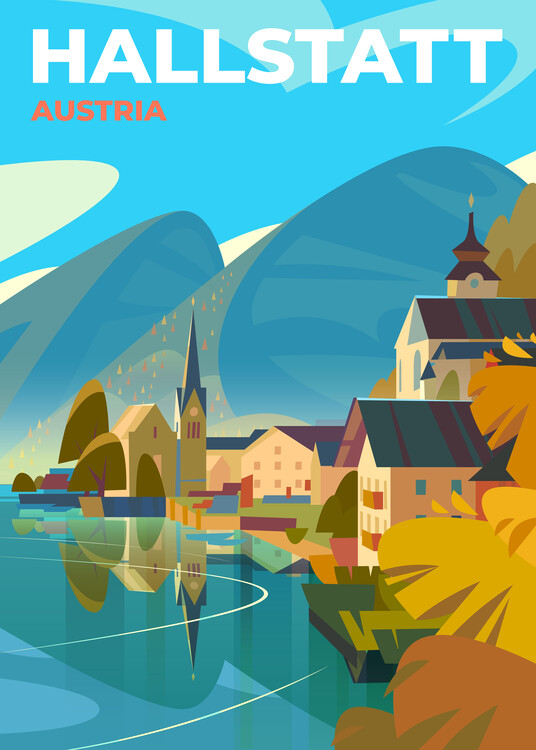 Poster Hallstatt, Austria travel poster
