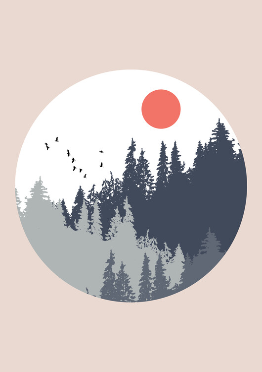 Poster Nordic mystic vintage forest