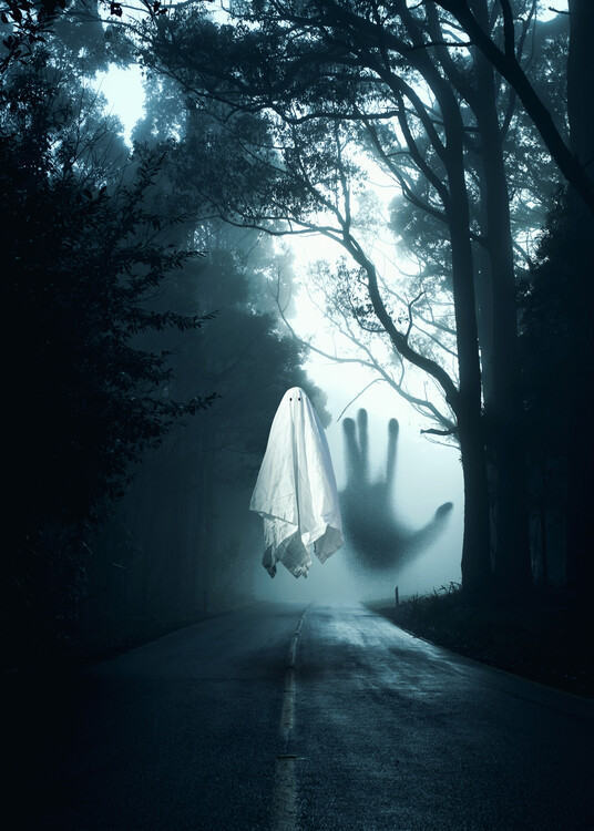 Плакат Ghost Halloween In The Dark Road