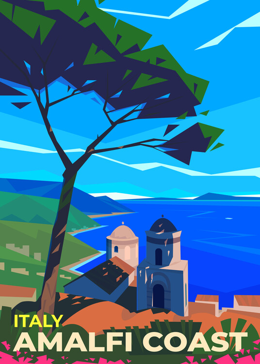 Poster Amalfi coast, Italy travel poster