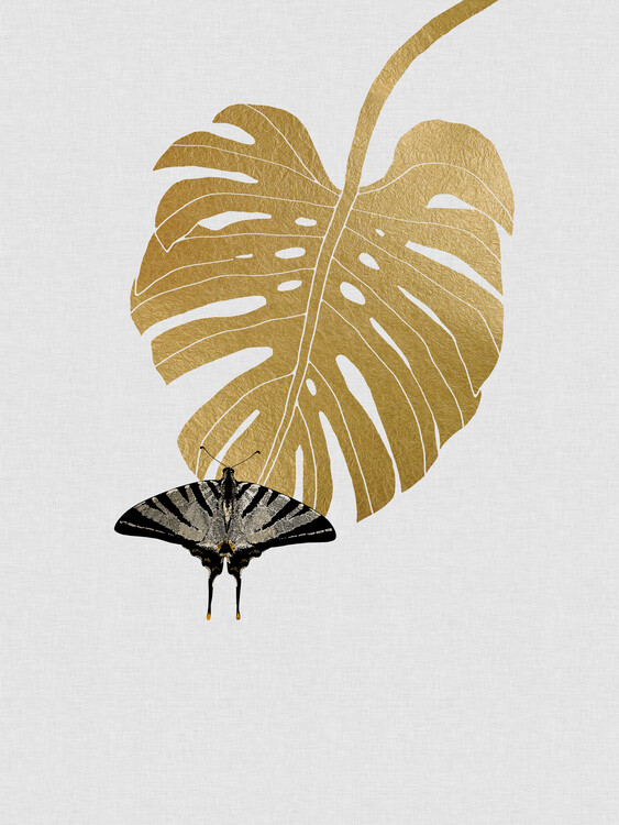 Poster Butterfly & Monstera Leaf