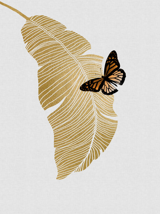 Poster Butterfly & Palm Leaf