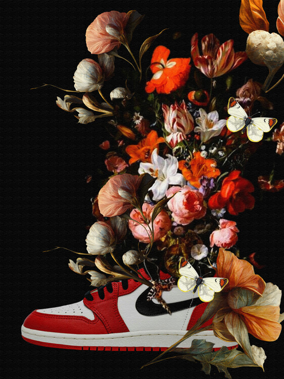 Poster air jordan sneaker floral