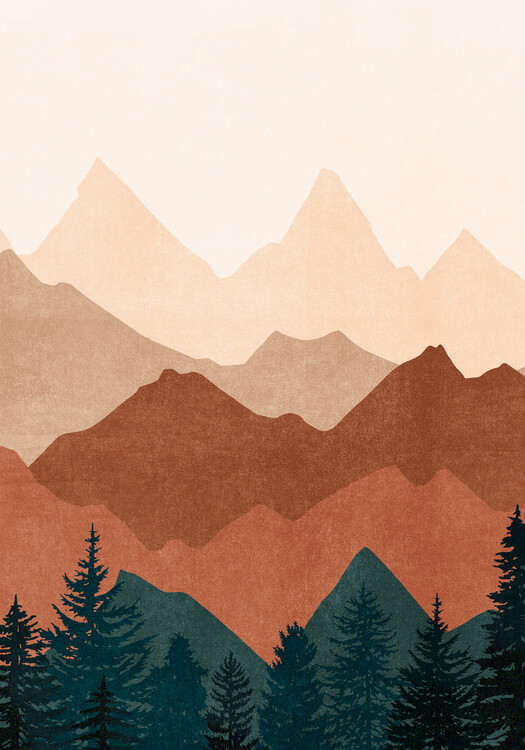 Poster Sunset, evergreen No. 1