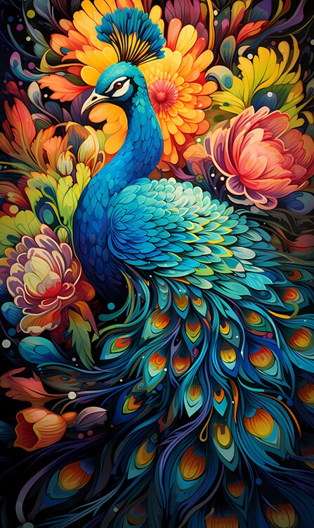Poster Colorful peacock