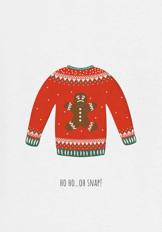Poster Gingerbread man illustration, Christmas sweater, jumper