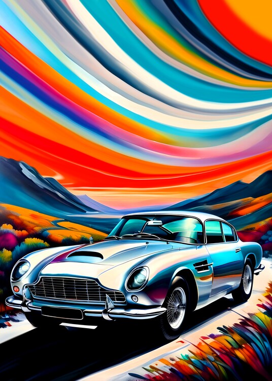 Poster Aston Martin retro car