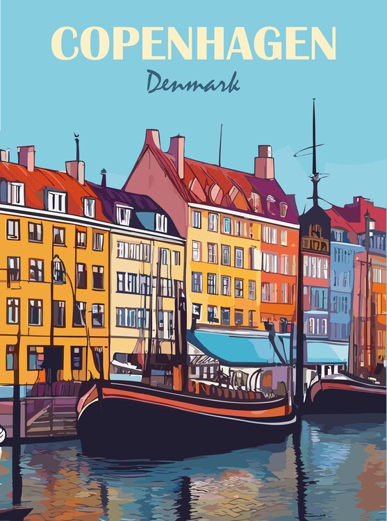 Poster Copenhagen, Denmark travel poster