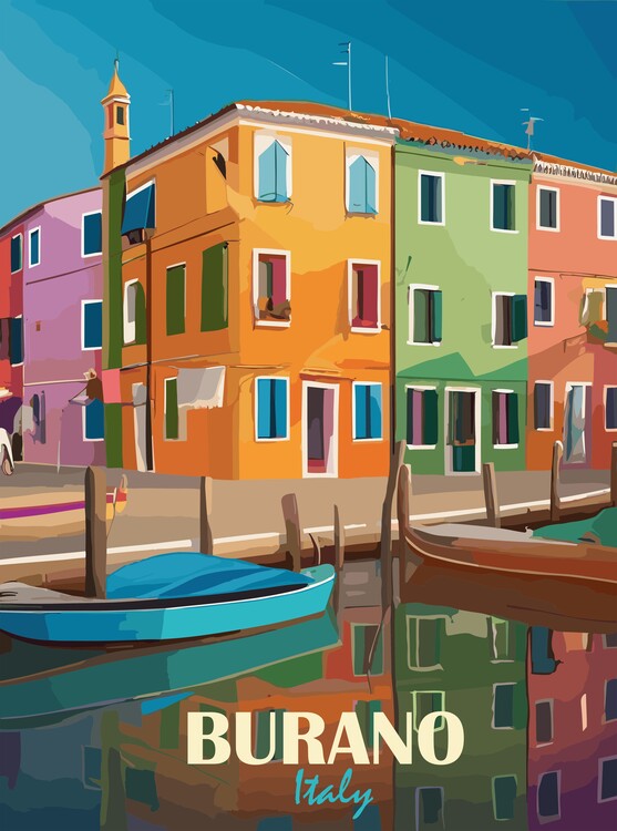Poster Burano, Italy travel poster