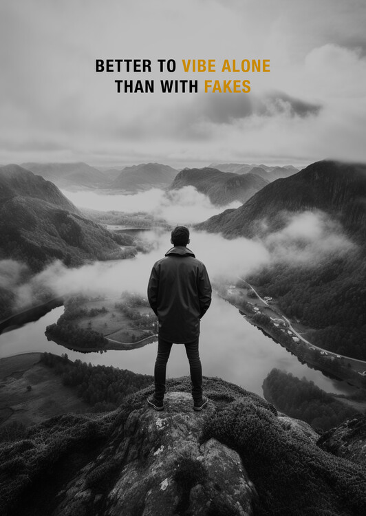 Poster better to vibe alone than with fakes. Success Motivational