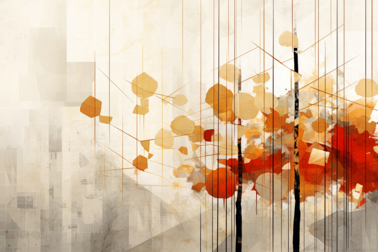 Poster Geometric Art AUTUMN Trees