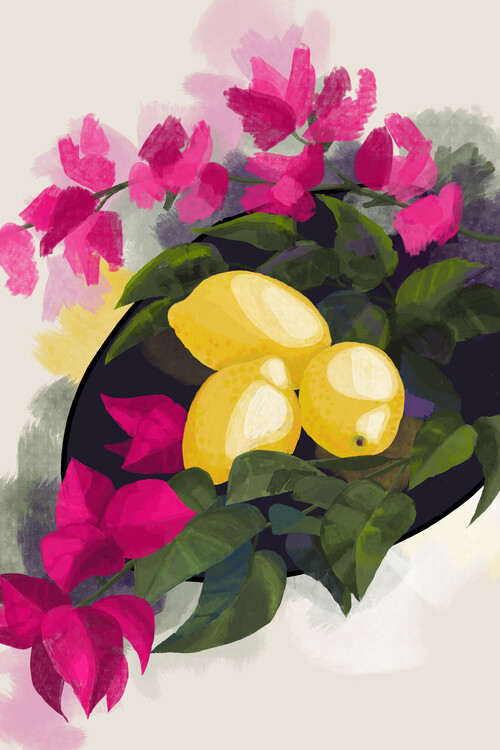 Poster Bougainvillea and lemons