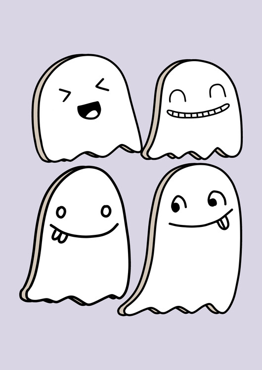 Juliste Spooky Kawaii Retro Ghosts