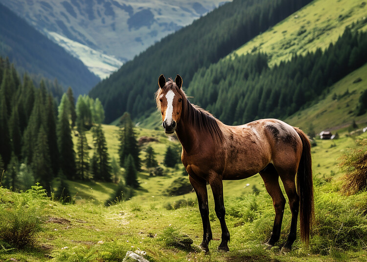 Plakát Horse in the mountain