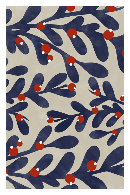 Poster Navy Christmas Leaf Poster No.2