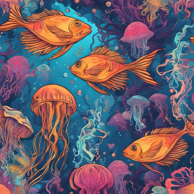 Poster Psychedelic underwater