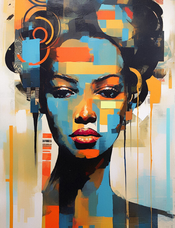 Poster Black woman modern abstract portrait, posters print online