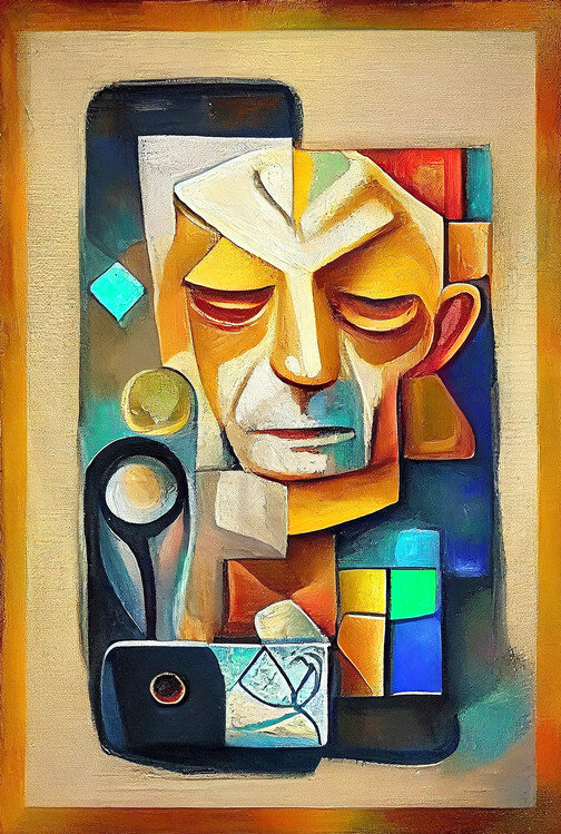 Poster Abstract shapes et figurative painting, canvas art prints