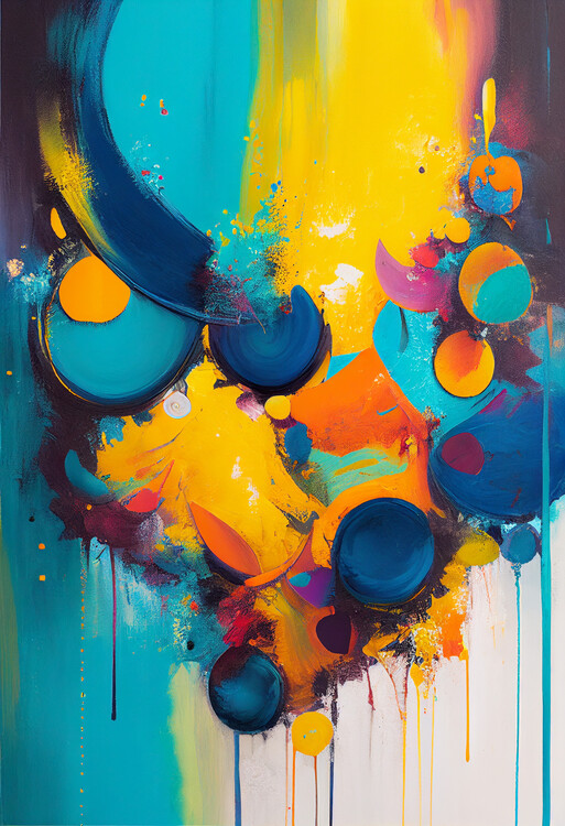 Poster Abstract composition using a vibrant color, wall art prints
