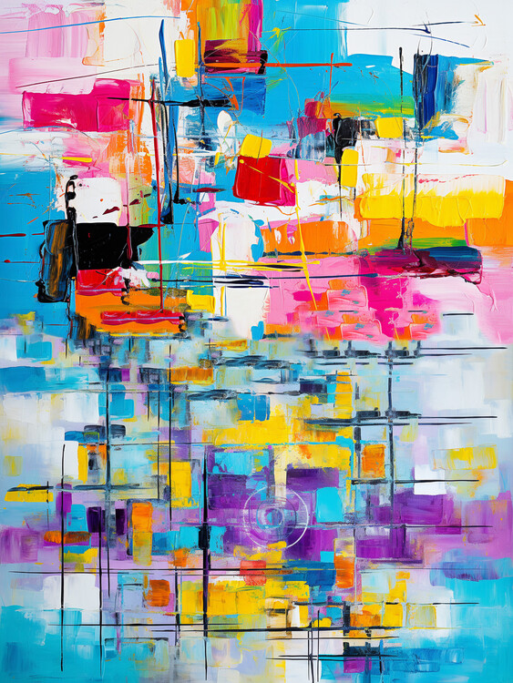 Poster Fluid abstract art painting bright colors, posters prints