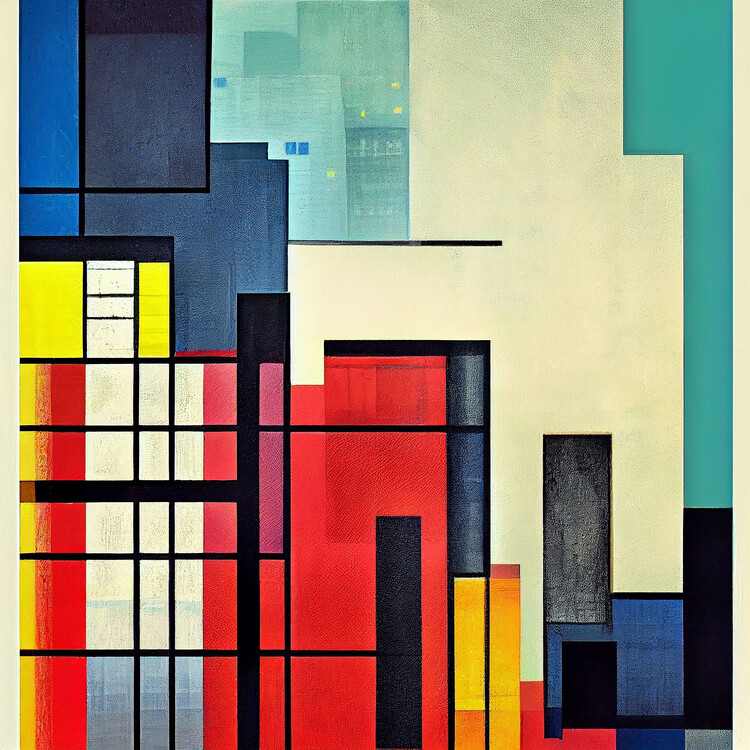 Poster Mondrian paintings pattern, Blue, Red & Yellow, art prints