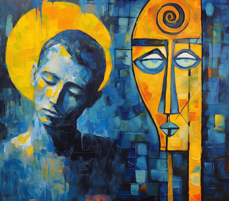 Plagát Modern abstract face painting, cheap poster prints
