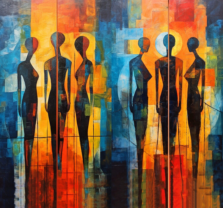 Poster Acrylic Portrait painting, female human silhouette for sale
