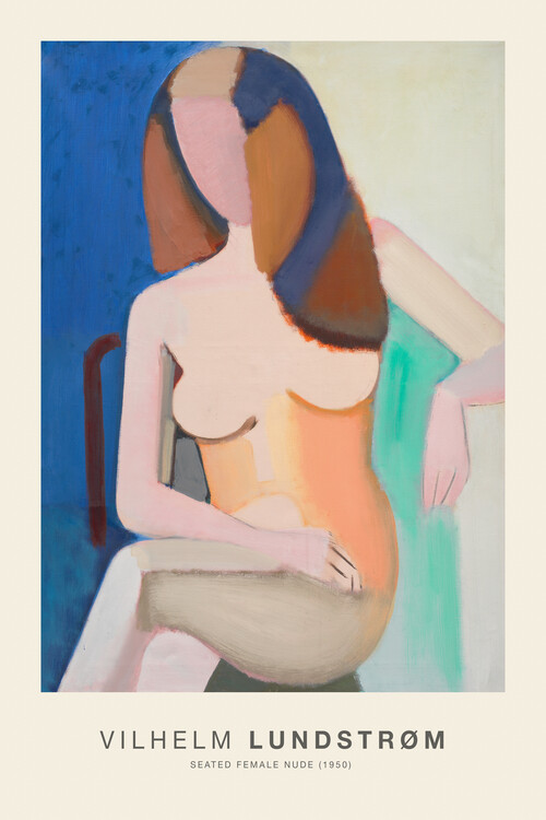 Плакат Seated Female Nude (Abstract Naked Lady) - Vilhelm Lundstrøm