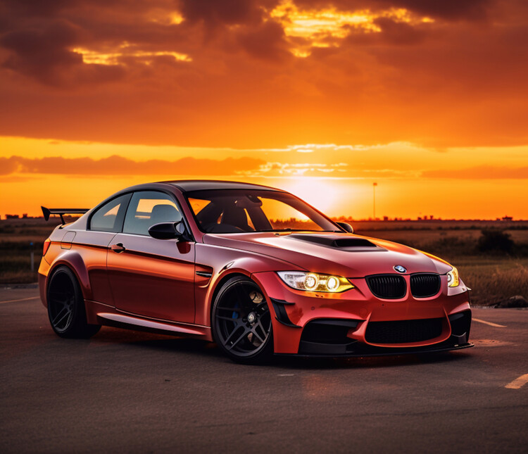 Poster Sportcar in sunset