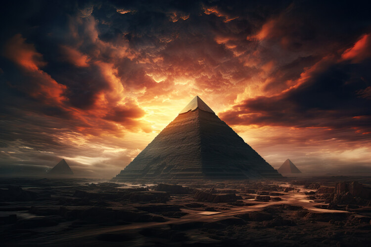 Poster Egyptian pyramid at sunset