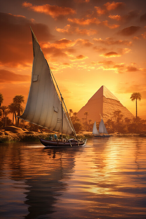 Poster Sailboat sailing on the Nile