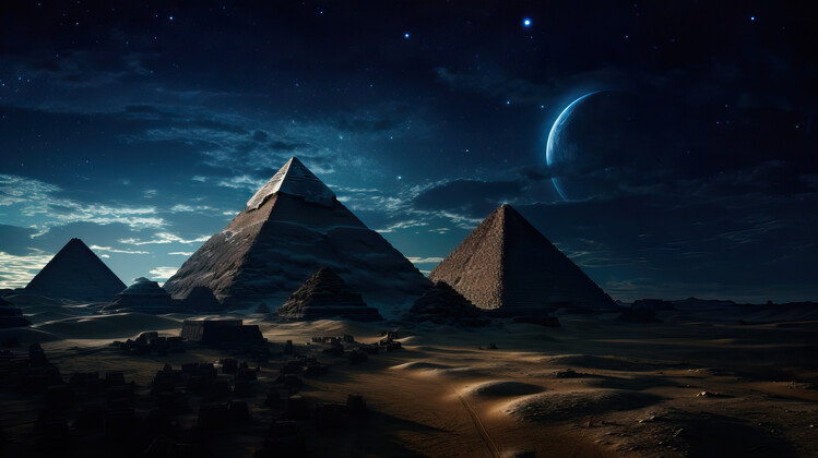 Poster Egyptian pyramids under the stars