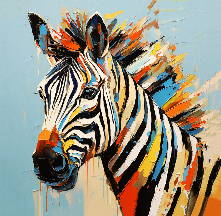 Αφίσα Abstract animal zebra portrait painting, canvas art prints