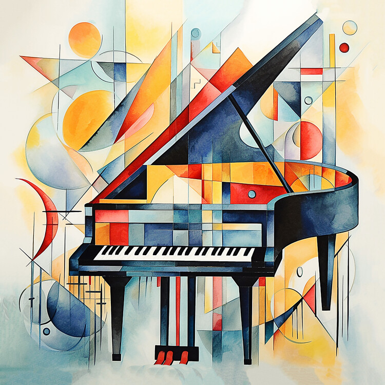 Poster Abstract piano keys, Kandinsky abstract style, music artwork