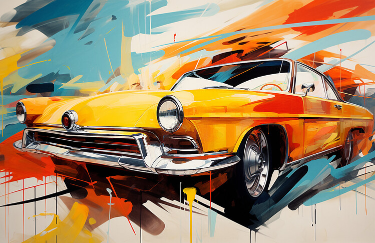 Plakát Abstract painting, Old Race Car Poster Artwork online prints