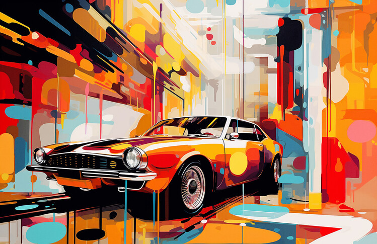 Plakát Abstract painting, 70s &80 s Car Poster, online Art prints