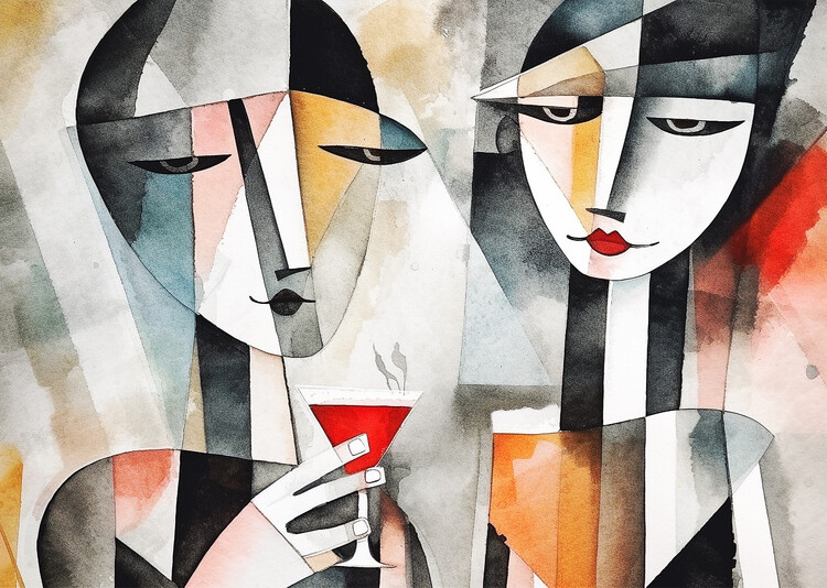 Plagát Couple drink wine in restaurant, posters prints online
