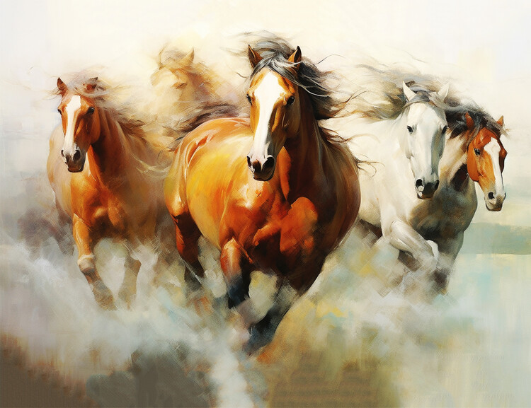 Plakat Painting of beautiful horses, surreal posters prints