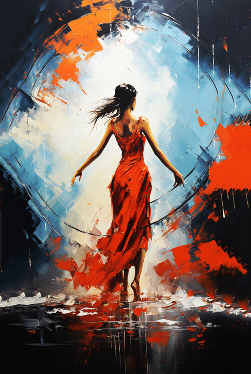Poster Dancing girl, abstract surrealism painting, art prints