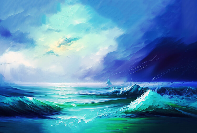 Plakat Abstract painting seascape pastel colors, posters prints
