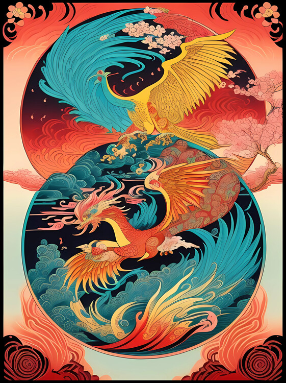 Poster Phoenix: Japanese Fortune Icon