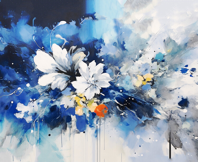 Plakat vibrant flower painting, oil & watercolor, posters prints