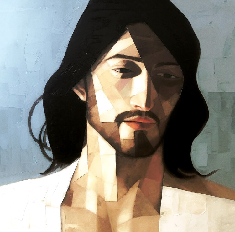 Poster Abstract minimalist portrait painting of Jesus christ