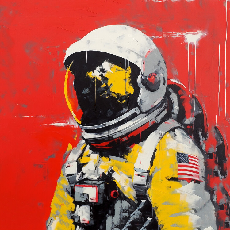 Poster Minimalist paint, thick strokes of an astronaut, art prints