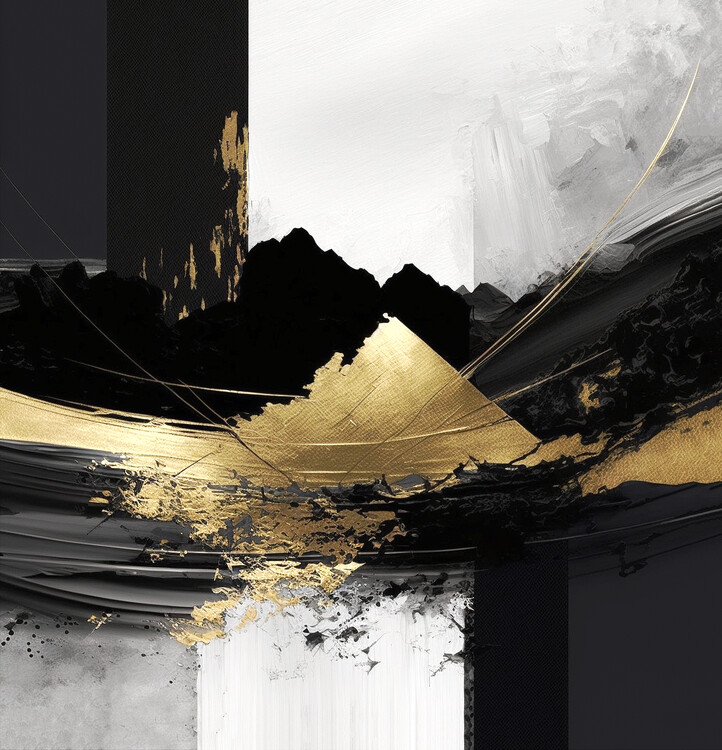 Poster Abstract textured layered, black & golden, posters prints