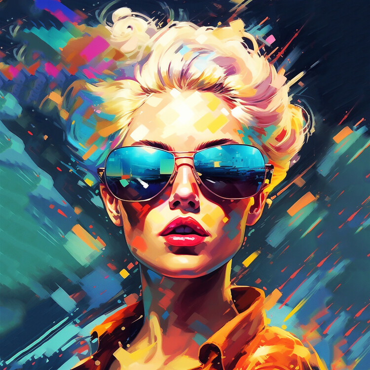 Poster Female singer with sunglasses fashion, posters for sale