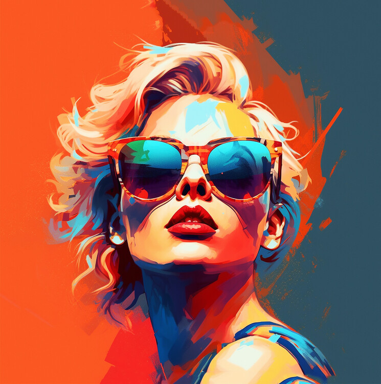 Poster Woman singer with sunglasses fashion, posters prints