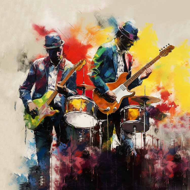 Poster Rock & jazz Musician Band playing guitar, wall art prints