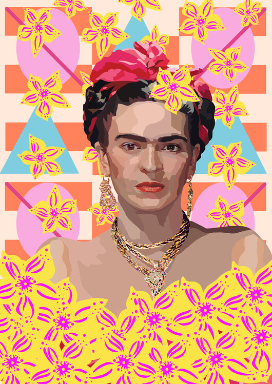 Poster Frida with flowers