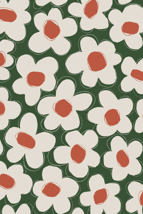 Levně Plakát, Obraz - Cute Beige Flower Pattern, Treechild, 26.7 × 40 cm